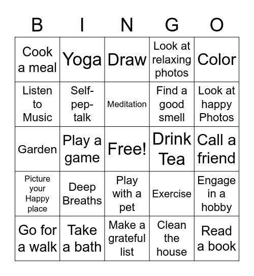 Coping Skills BIngo Card