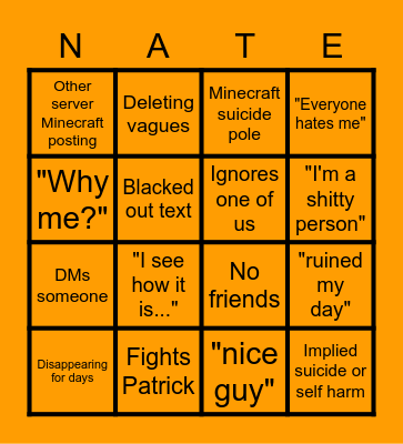 Nate's Vague Bingo Card