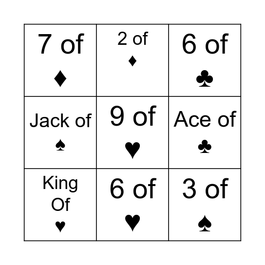 Play Card Bingo Card