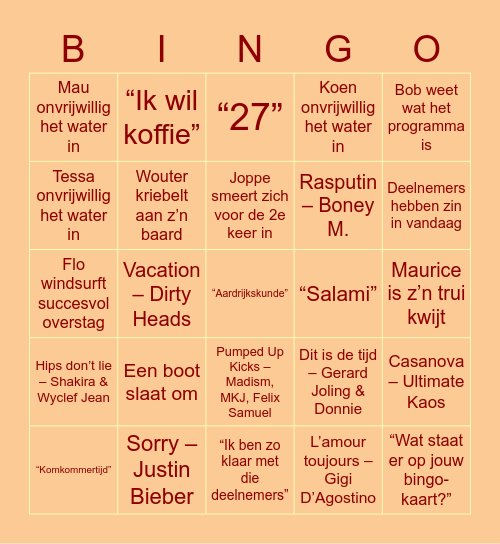 B      E      J      A      A      R      D      E      N Bingo Card
