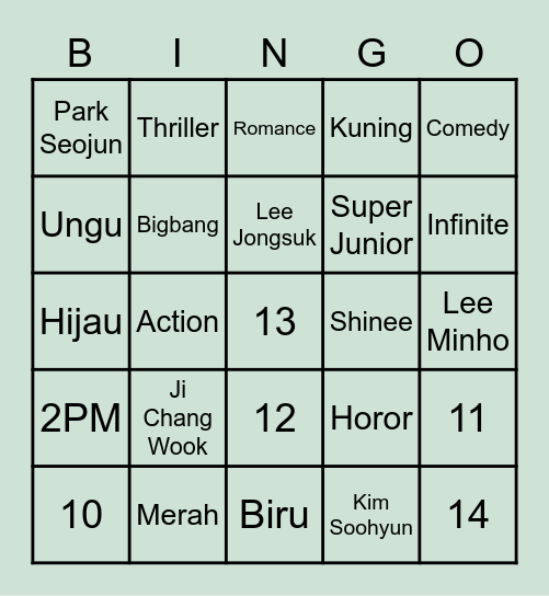 Minganz @svtinggi Bingo Card