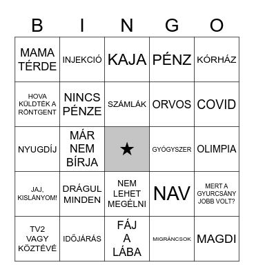 KELLEMES VASÁRNAPI EBÉDEK Bingo Card