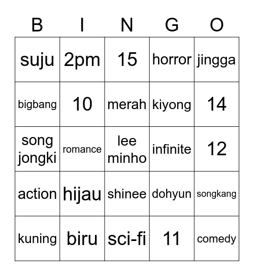 wyungji Bingo Card