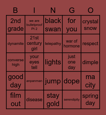 britt's bingo (spare 1.0) c Bingo Card