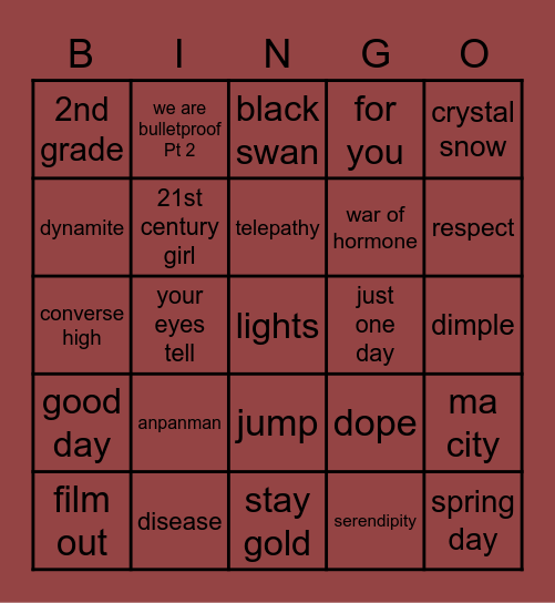 britt's bingo (spare 1.0) c Bingo Card