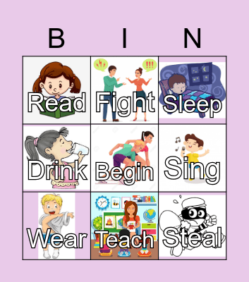 Irregular verbs Bingo Card