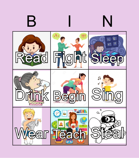 Irregular verbs Bingo Card