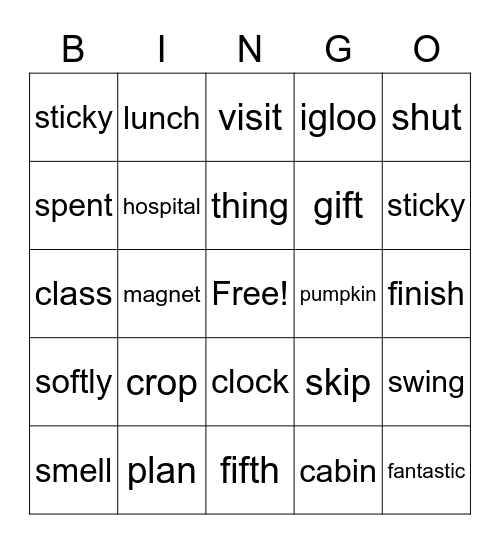 Spelling Lesson 1 Journeys 3rd Grade Bingo Card