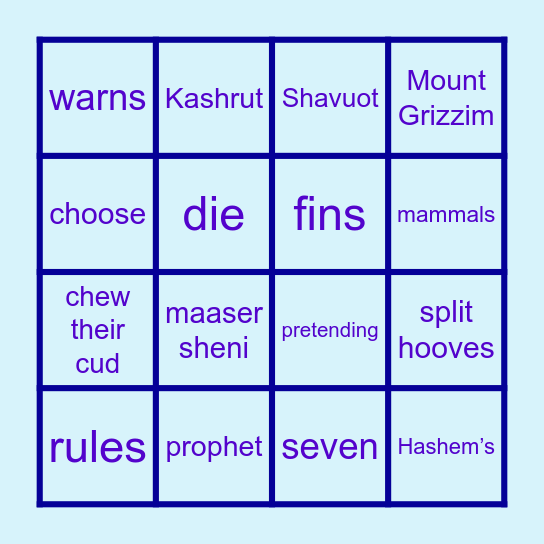 Re'eh Bingo Card