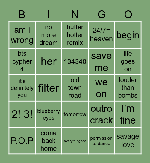britt's bingo (spare 2.0) c Bingo Card