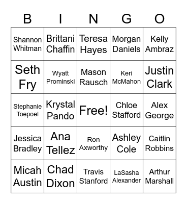 New Faculty Fun Facts Bingo Card
