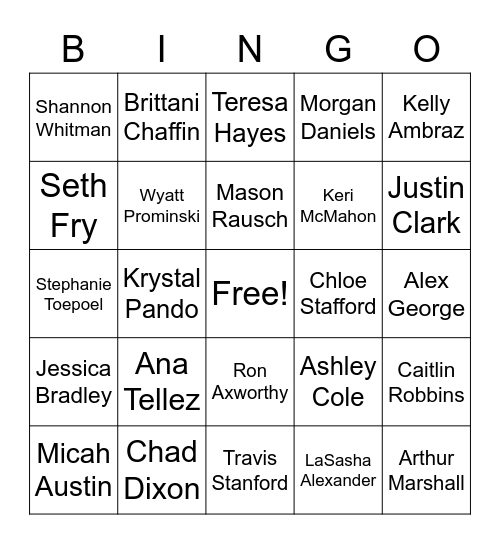 New Faculty Fun Facts Bingo Card
