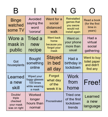 Corona Corona Bingo Card