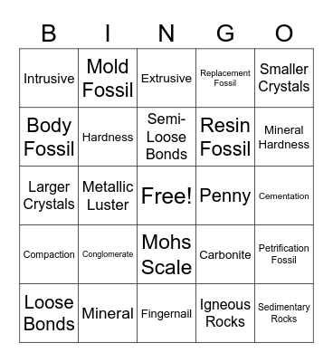 Science Terms Bingo Card