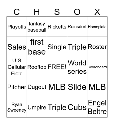 OPENING DAY Bingo Card
