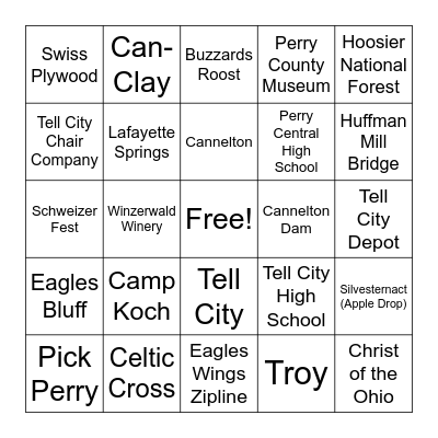 Perry County Bingo Card