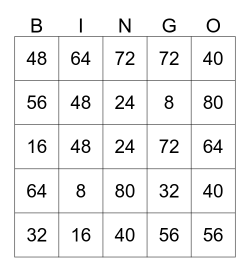 van 8 Bingo Card