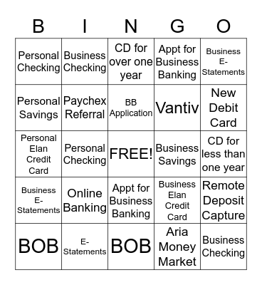 Referral  Bingo Card