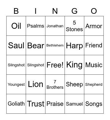 David Bingo Card