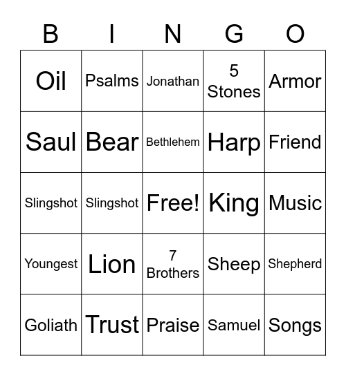 David Bingo Card