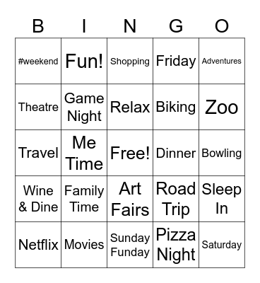 Weekend! Bingo Card