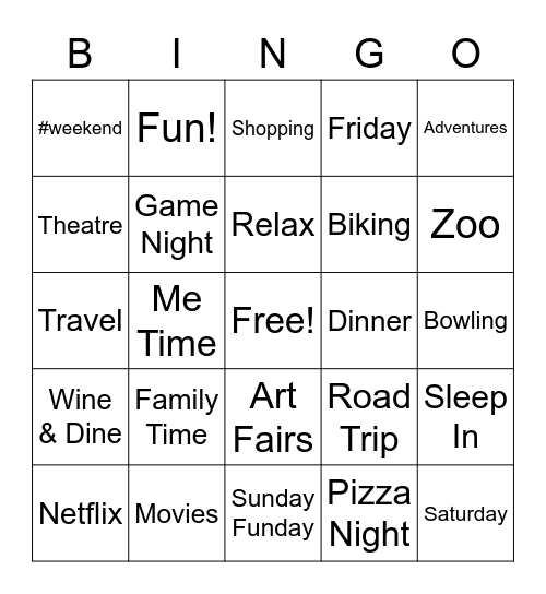 Weekend! Bingo Card