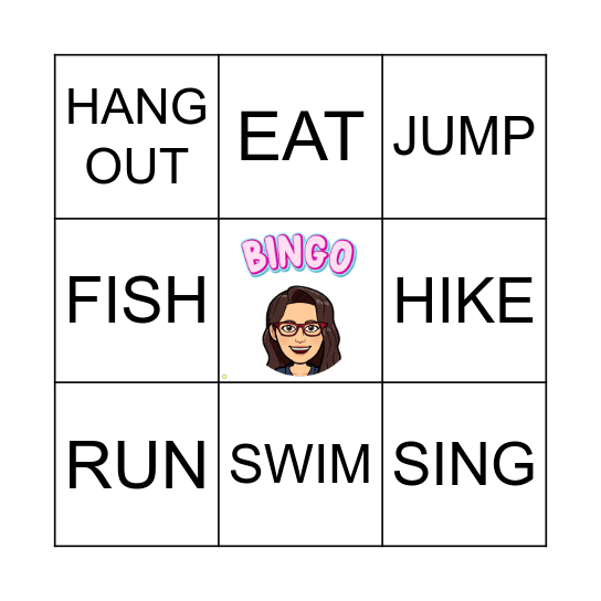 Leisure Time Activity Verbs Bingo Card