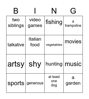 Savannah Rancour Bingo Card