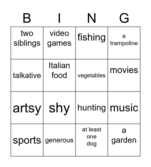 Savannah Rancour Bingo Card