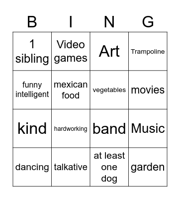 Christoffer Jones Bingo Card