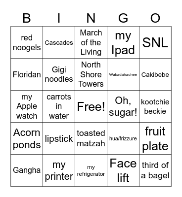 GIGI BINGO! Bingo Card