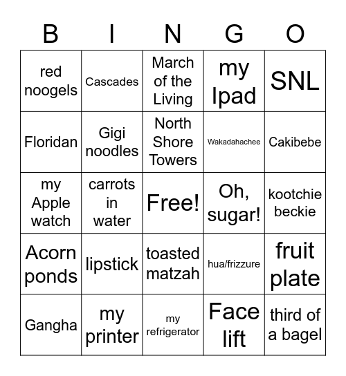 GIGI BINGO! Bingo Card