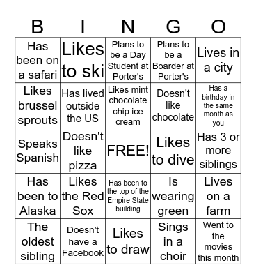 Find someone who... Bingo Card