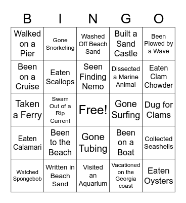 Oceanography Bingo (GA) Bingo Card