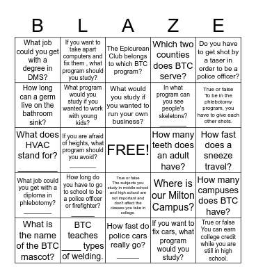 Clinton Middle School Bingo Card