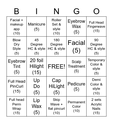 COSMETOLOGY Bingo Card