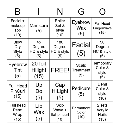 COSMETOLOGY Bingo Card