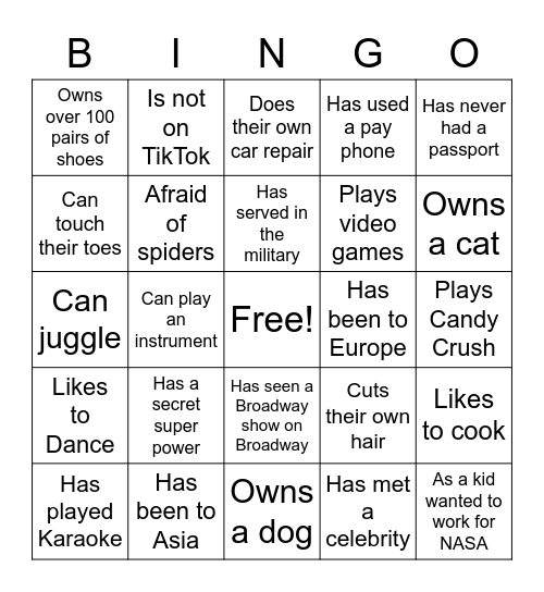 Cooler Commissioning Team Bingo Card