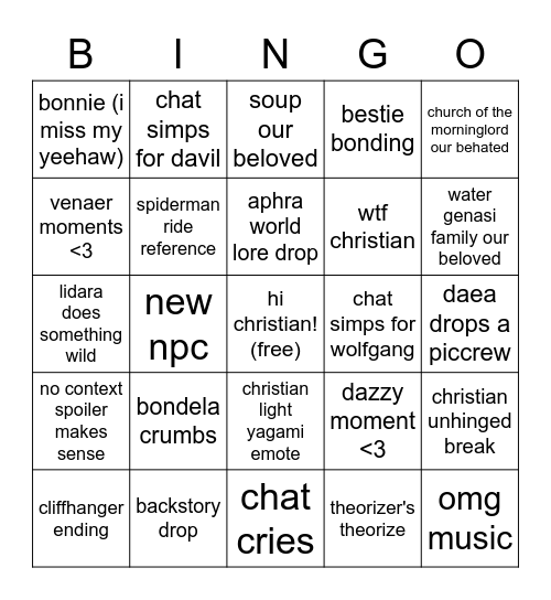 Sofpod episode 28 <3 Bingo Card