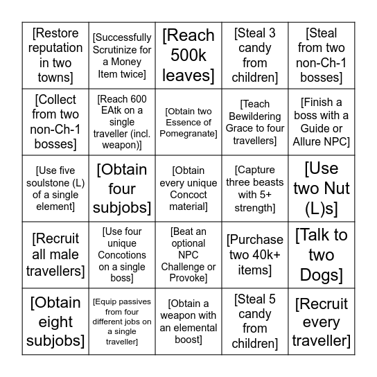 Octo Bingo Card