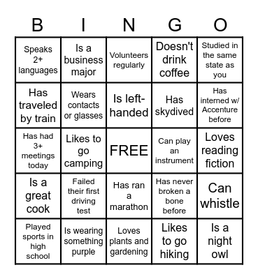 Networking Bingo: Find Someone Who... Bingo Card