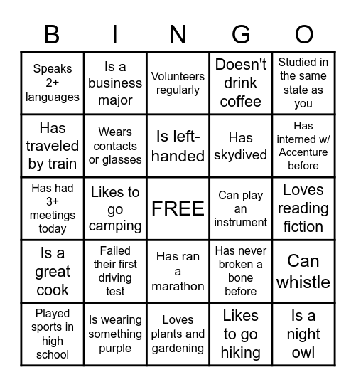 Networking Bingo: Find Someone Who... Bingo Card