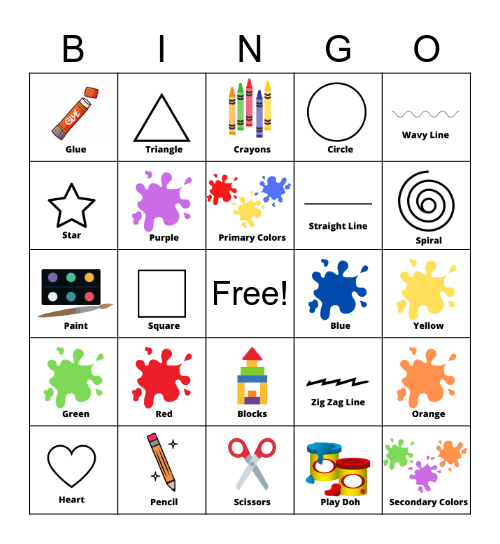 Art Colours and Shapes Bingo Card