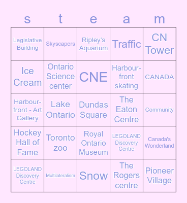 Toronto Bingo Card