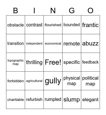 Vocab Bingo 1&2 Bingo Card