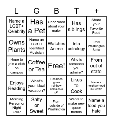 OMA Queer Social BINGo Card