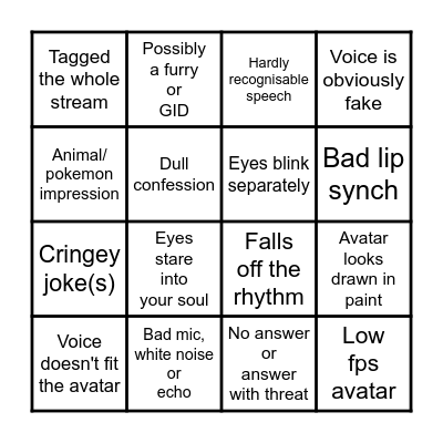 Umitsuki Shell's self-introduction BINGO Card