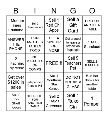 SERVER BINGO Card