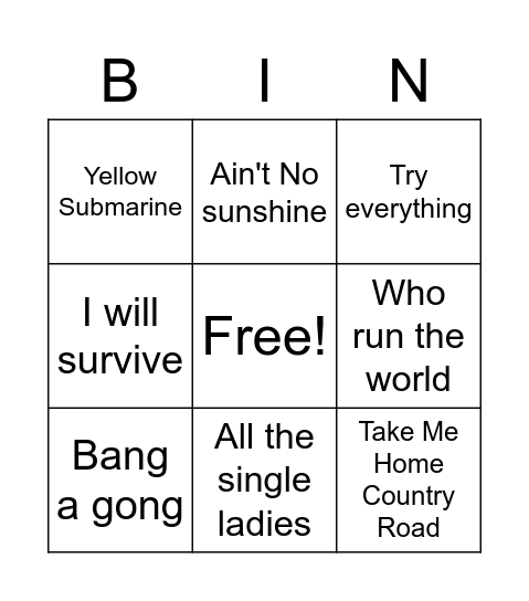 The Thrillers Bingo Card