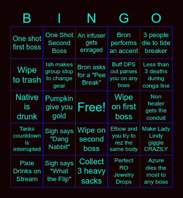 Friday Night vKA Bingo Card